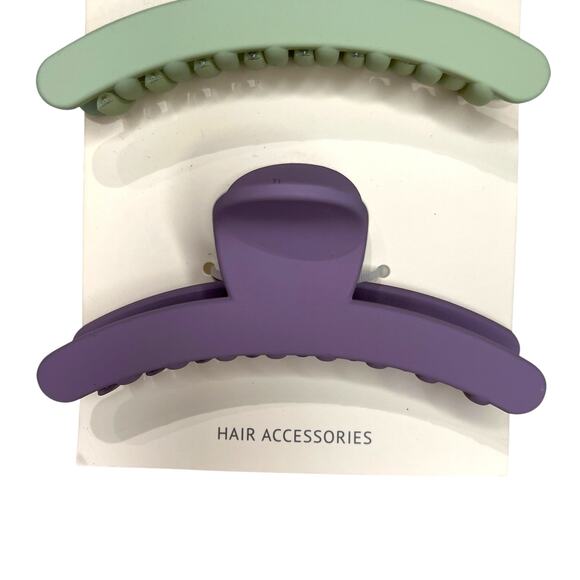Ettika Revolve Large Flat Weekend Warrior Hair Claw Clips 2 Pack In Purple Green - Picture 3 of 7
